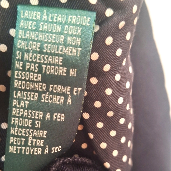 Ralph Lauren Black and White Polka Dot Womens Cardigan Pearl Button Silk Size 1X - Picture 6 of 7